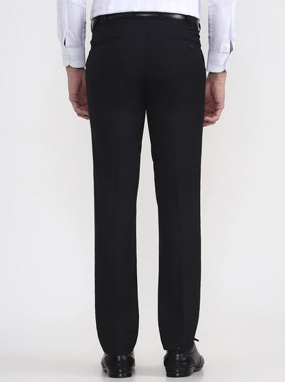 Black Solid Slim Fit Formal Trouser | JadeBlue Super Luxe