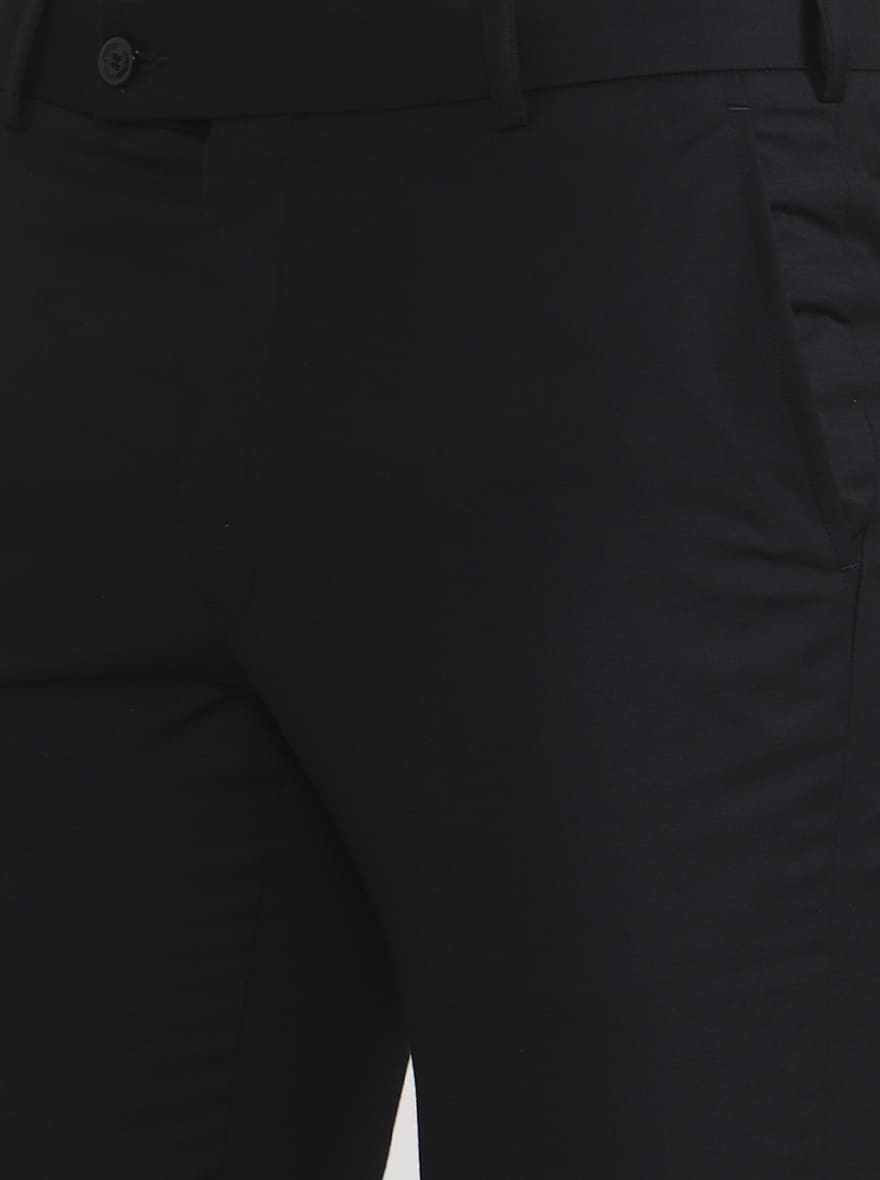 Black Solid Slim Fit Formal Trouser | JadeBlue Super Luxe