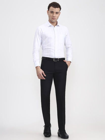 Black Solid Slim Fit Formal Trouser | JadeBlue Super Luxe