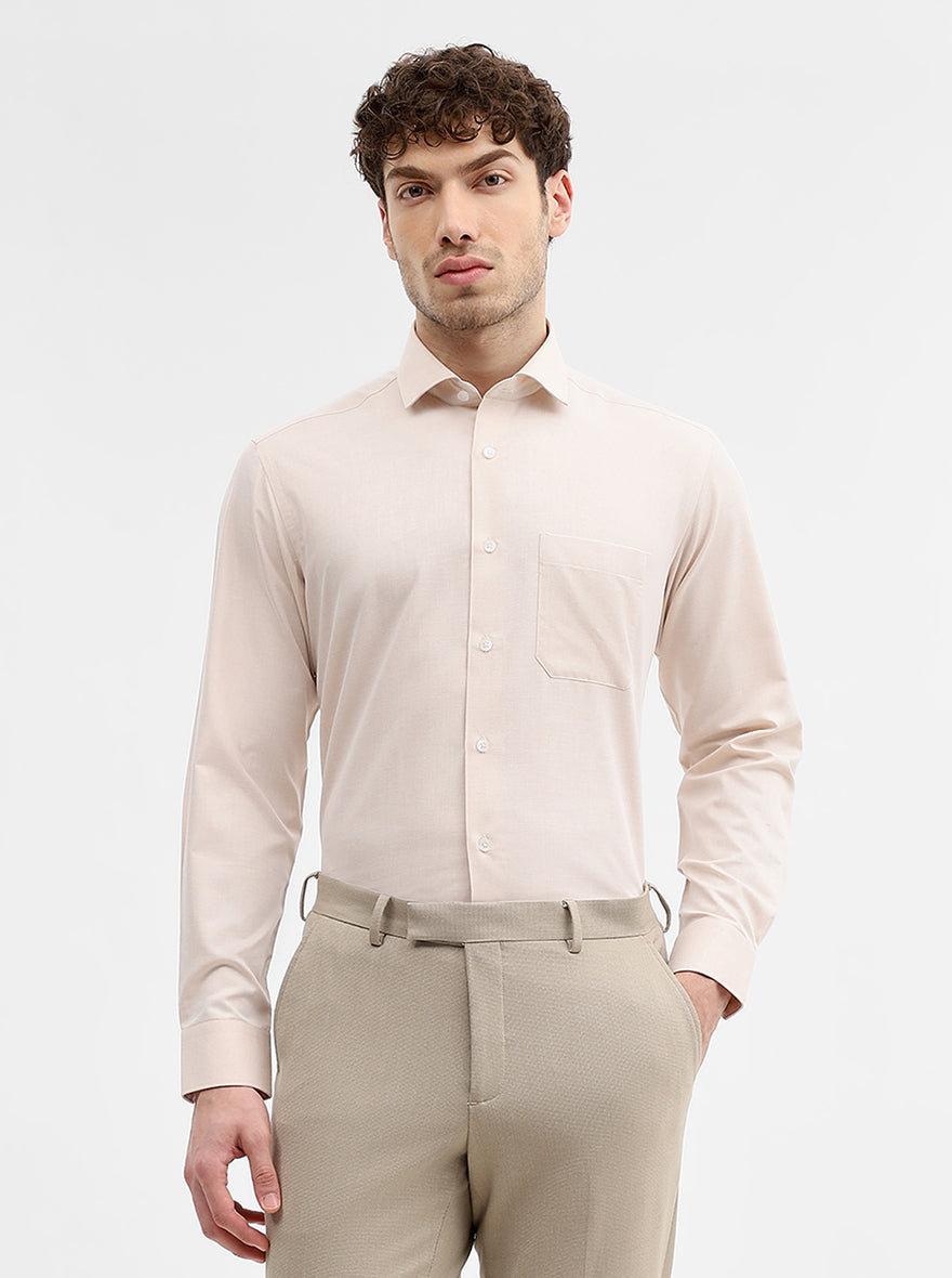 Fawn Solid Slim Fit Formal Shirt | Greenfibre
