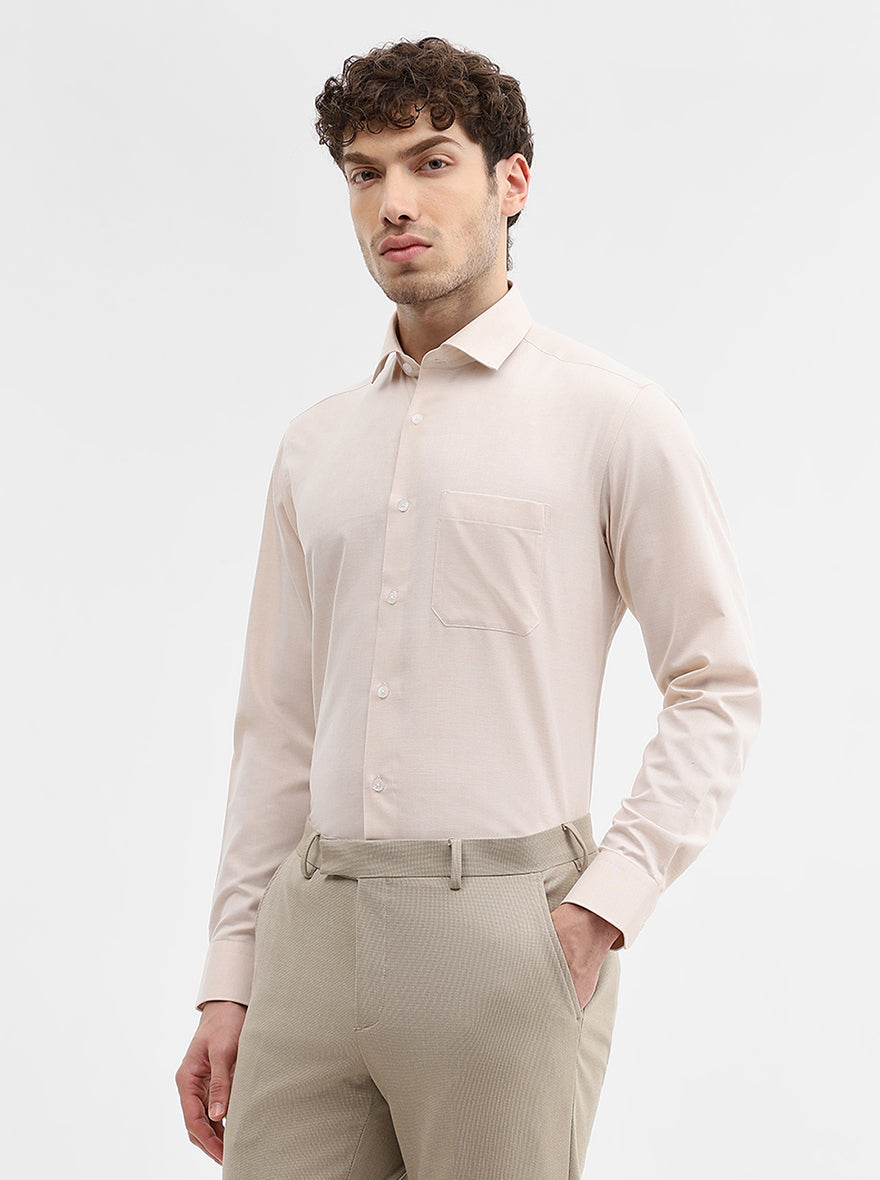 Fawn Solid Slim Fit Formal Shirt | Greenfibre
