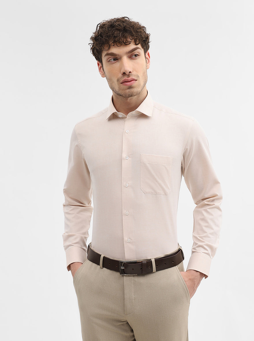 Fawn Solid Slim Fit Formal Shirt | Greenfibre