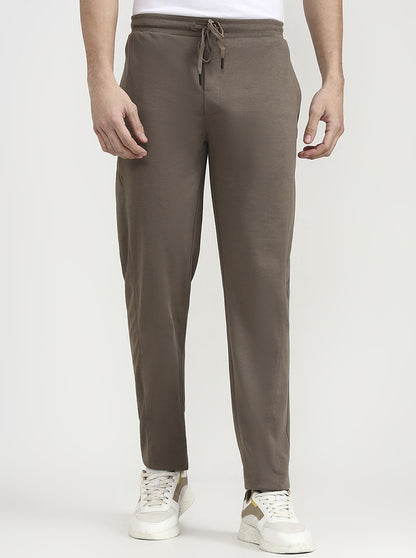 Brown Solid Slim Fit Track Pant | JadeBlue