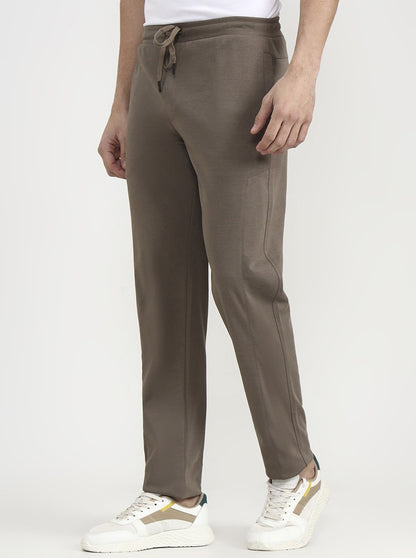 Brown Solid Slim Fit Track Pant | JadeBlue