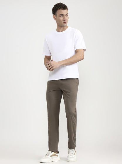Brown Solid Slim Fit Track Pant | JadeBlue