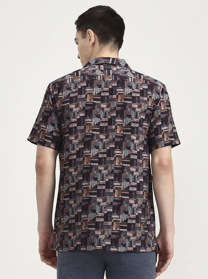Brown Printed Slim Fit Party Wear Shirt | Wyre