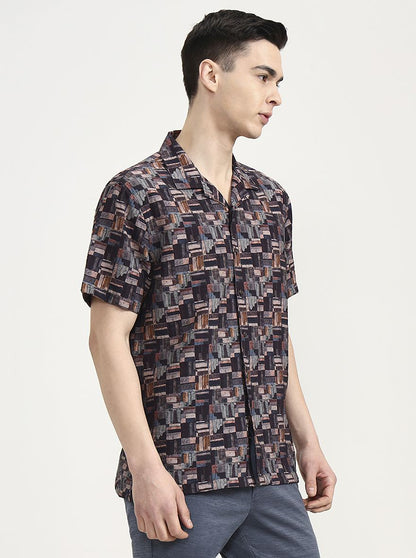 Brown Printed Slim Fit Party Wear Shirt | Wyre