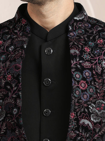 Pink & Navy Embroidered Jodhpuri Suit | TULA