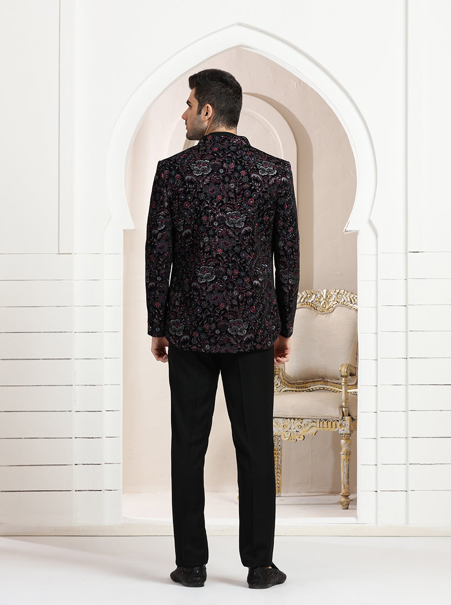 Pink & Navy Embroidered Jodhpuri Suit | TULA
