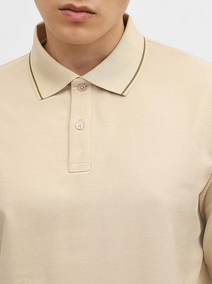 Fawn Solid Slim Fit Polo T-Shirt | JadeBlue