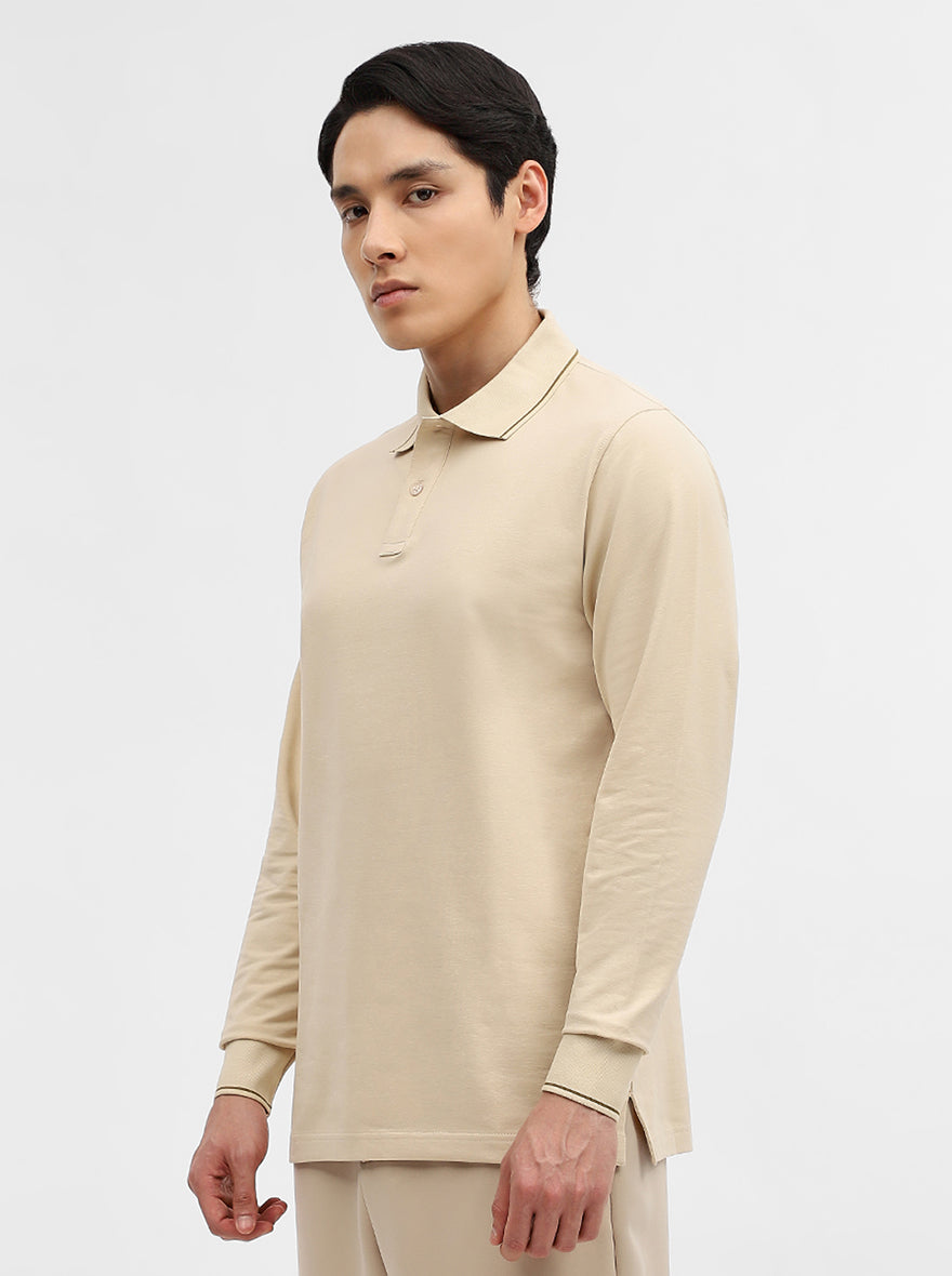 Fawn Solid Slim Fit Polo T-Shirt | JadeBlue