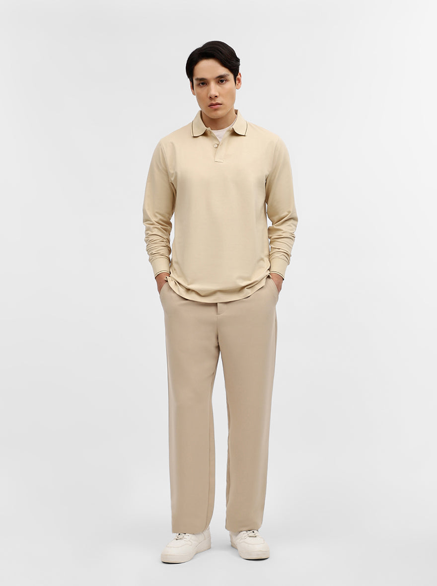 Fawn Solid Slim Fit Polo T-Shirt | JadeBlue
