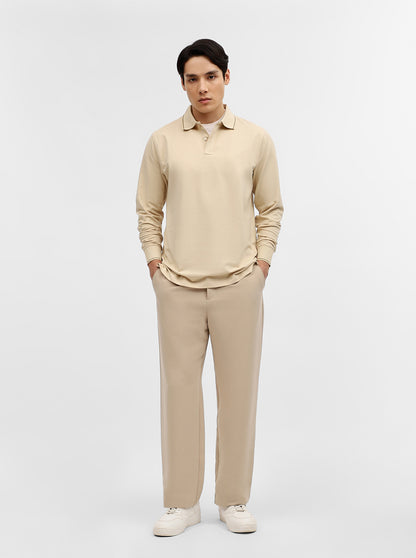 Fawn Solid Slim Fit Polo T-Shirt | JadeBlue