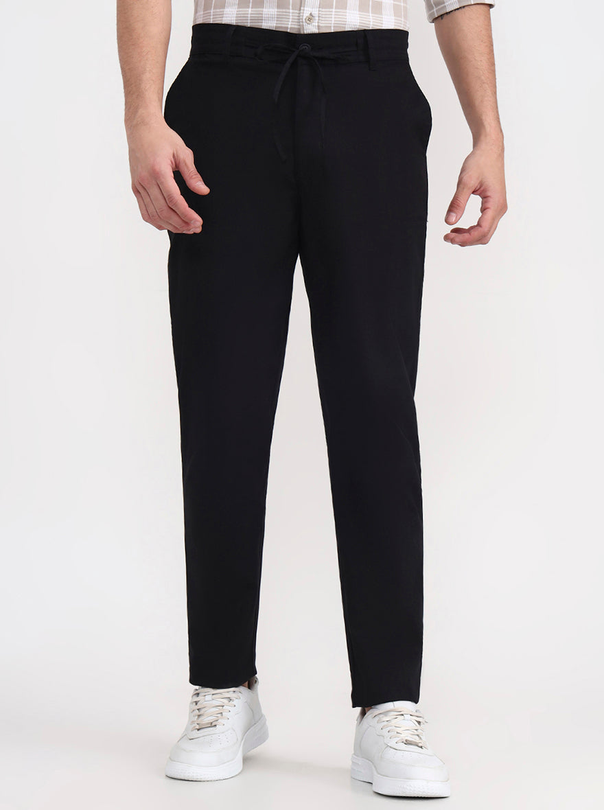 Black Solid Regular Fit Track Pant | JadeBlue