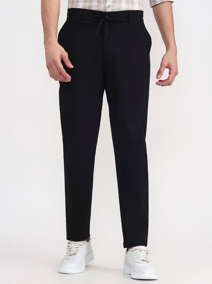 Black Solid Regular Fit Track Pant | JadeBlue