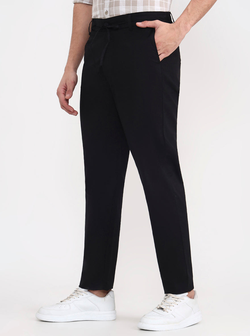 Black Solid Regular Fit Track Pant | JadeBlue