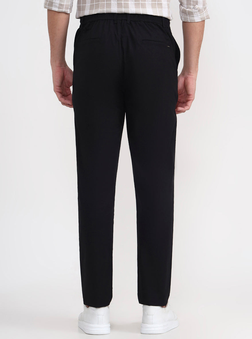 Black Solid Regular Fit Track Pant | JadeBlue