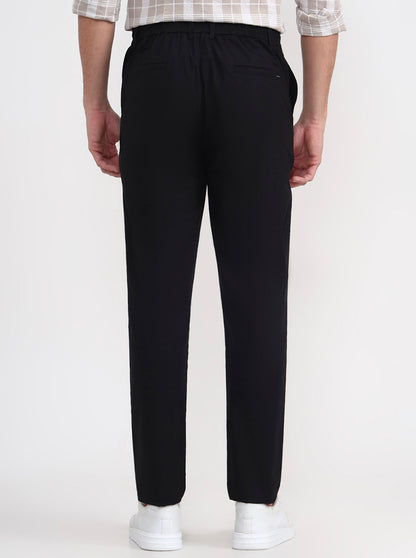 Black Solid Regular Fit Track Pant | JadeBlue