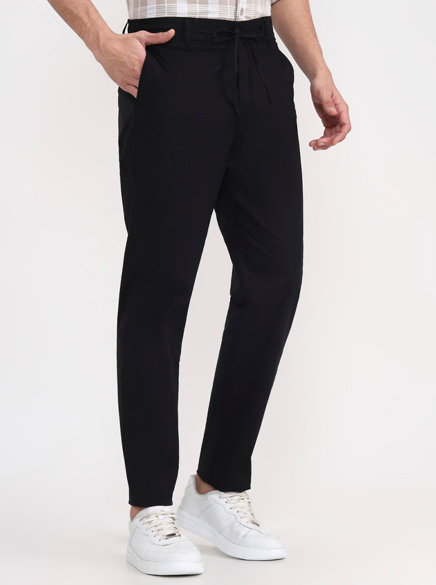 Black Solid Regular Fit Track Pant | JadeBlue