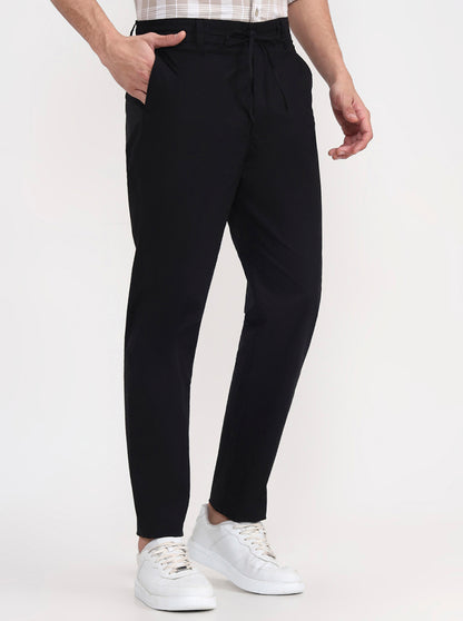 Black Solid Regular Fit Track Pant | JadeBlue