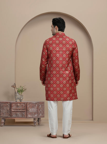 Maroon Printed Kurta | The Kurta Company