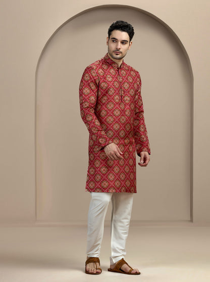Maroon Printed Kurta | The Kurta Company