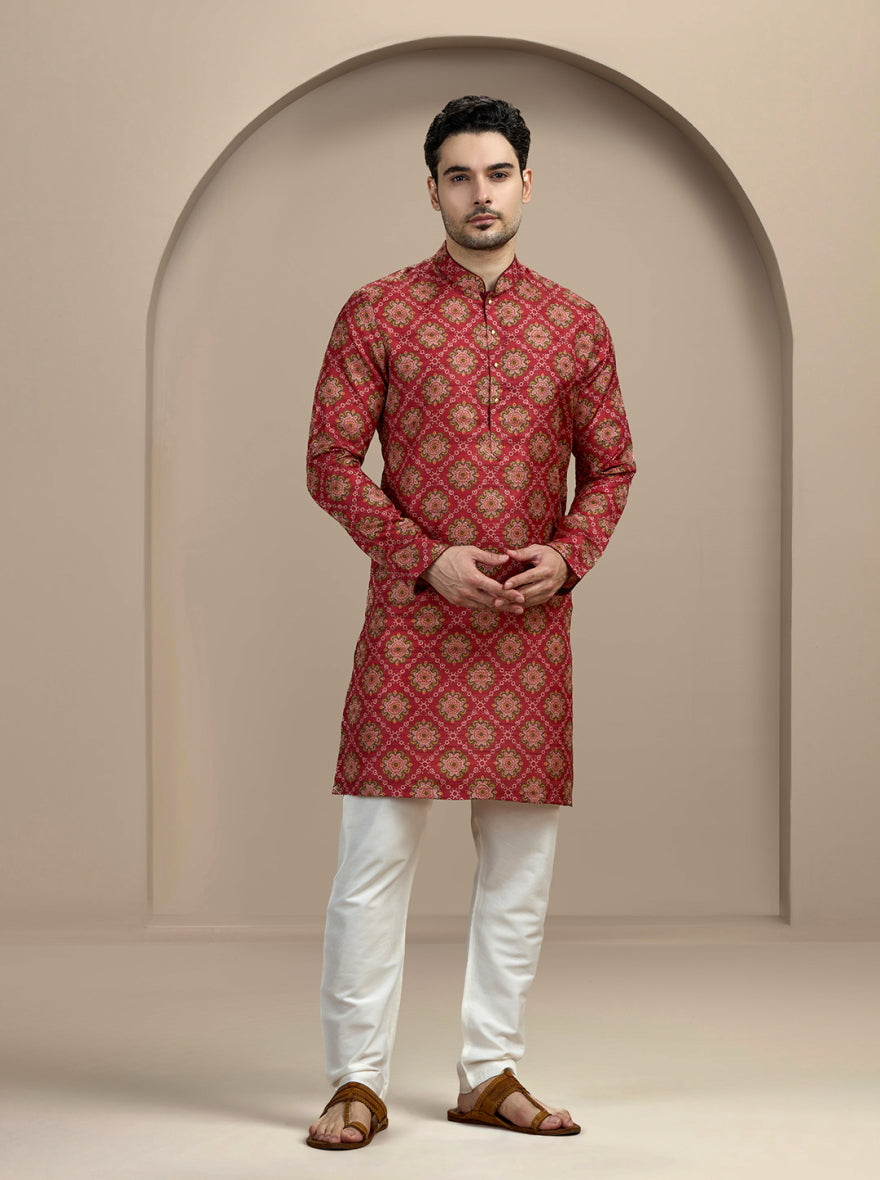 Maroon Printed Kurta | The Kurta Company