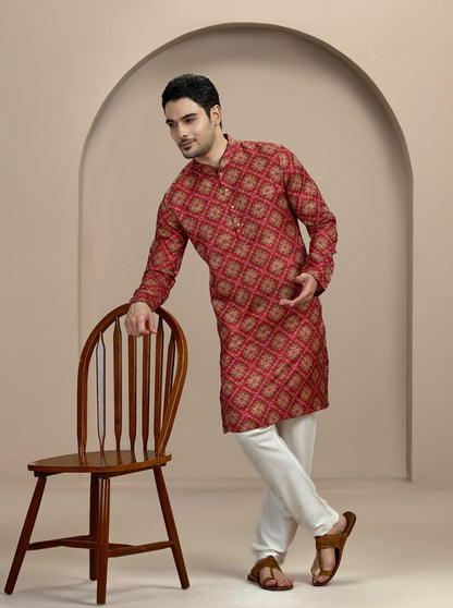 Maroon Printed Kurta | The Kurta Company