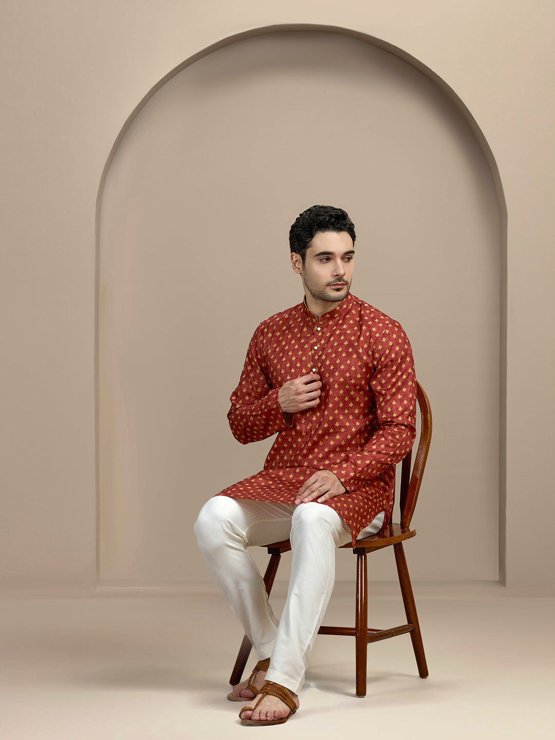 Maroon Printed Kurta | The Kurta Company
