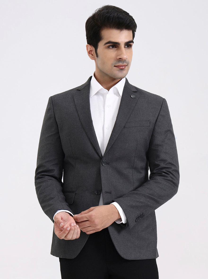 Light Grey Solid Regular Fit Blazer | JadeBlue