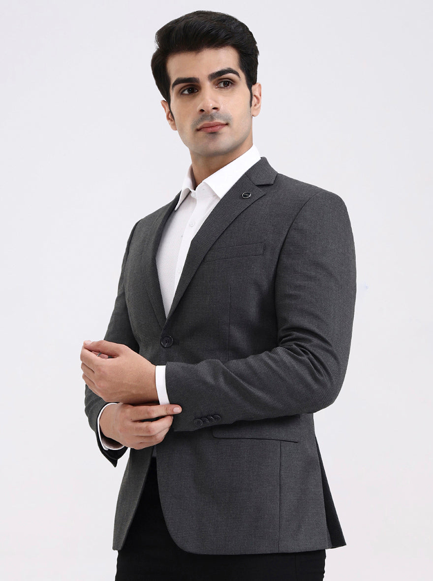 Light Grey Solid Regular Fit Blazer | JadeBlue