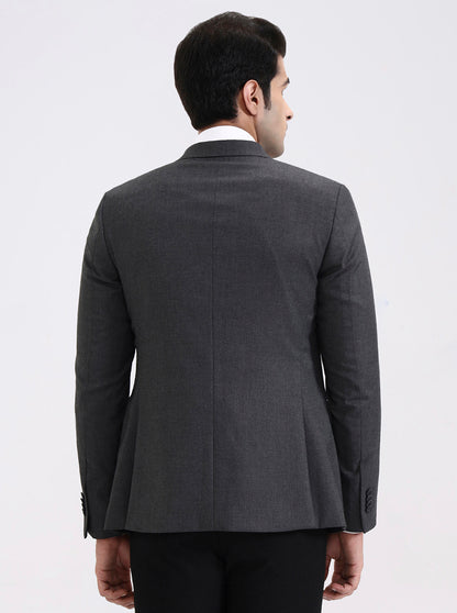 Light Grey Solid Regular Fit Blazer | JadeBlue