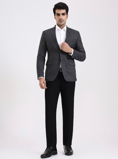Light Grey Solid Regular Fit Blazer | JadeBlue