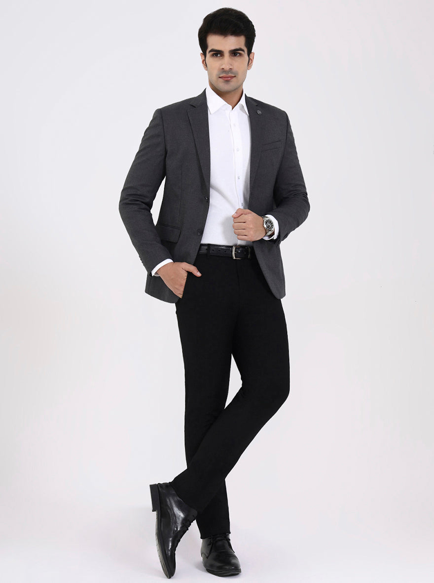 Light Grey Solid Regular Fit Blazer | JadeBlue
