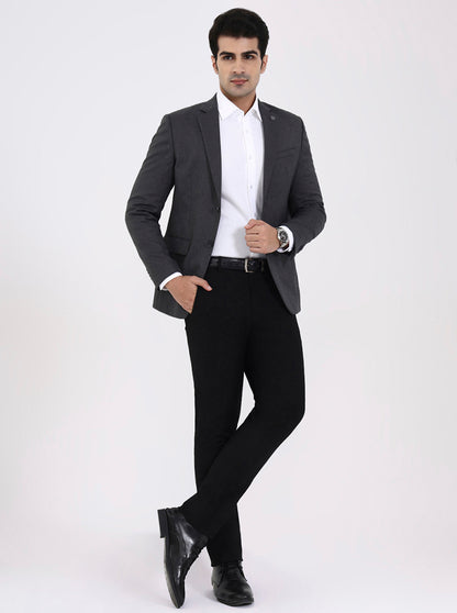 Light Grey Solid Regular Fit Blazer | JadeBlue