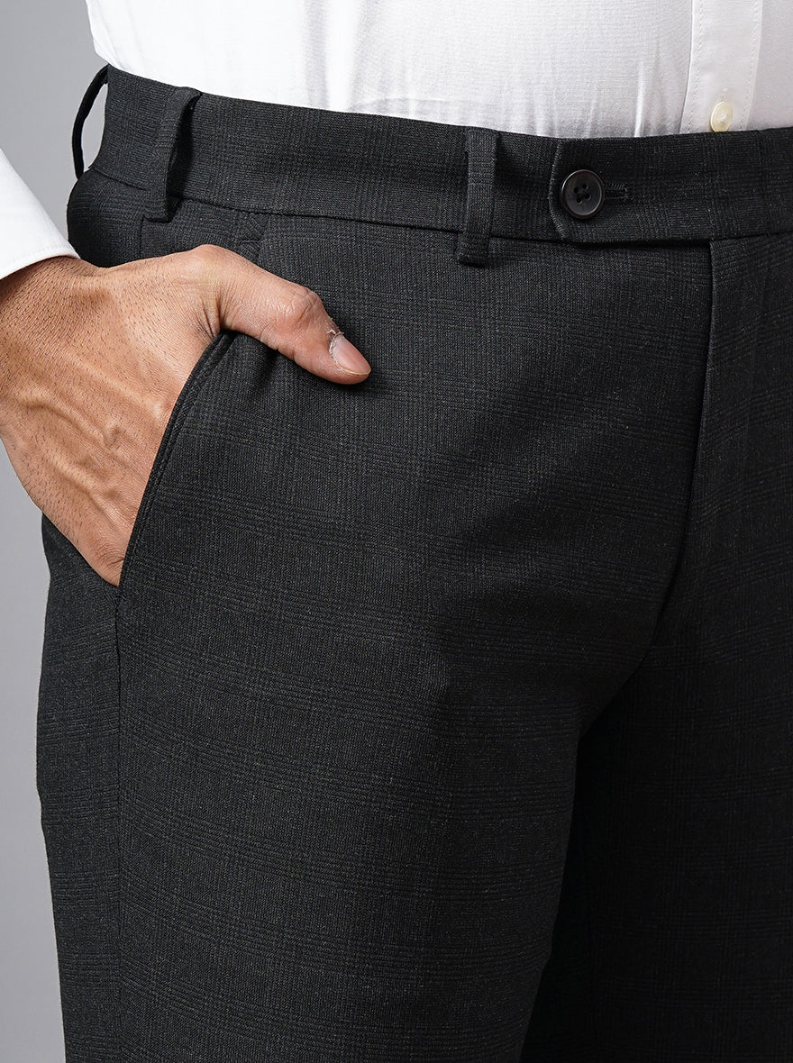 Brown Checked Super Slim Fit Formal Trouser | JadeBlue Youth