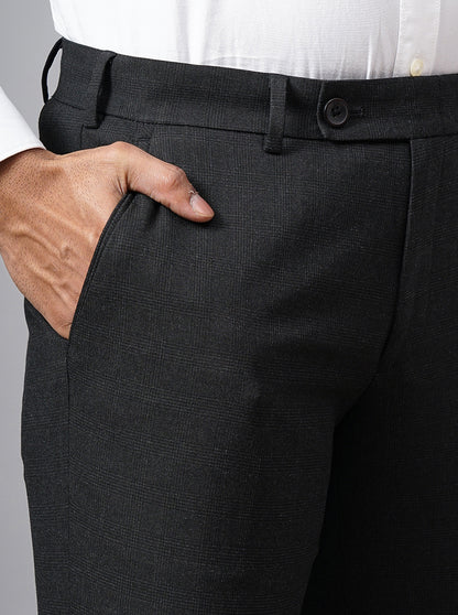 Brown Checked Super Slim Fit Formal Trouser | JadeBlue Youth