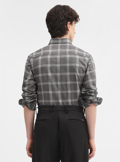 Brown Checked Slim Fit Formal Shirt | Metal