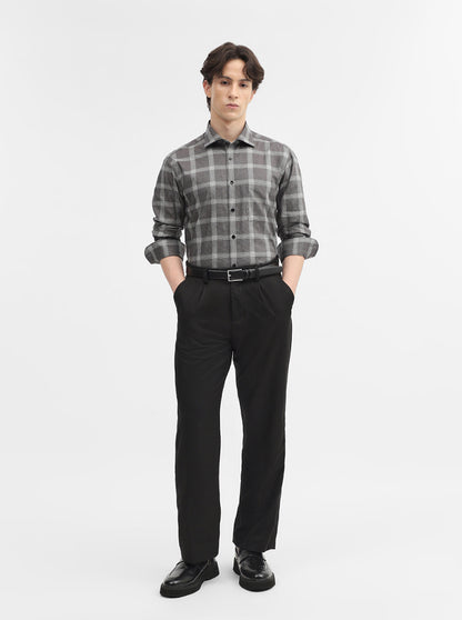 Brown Checked Slim Fit Formal Shirt | Metal