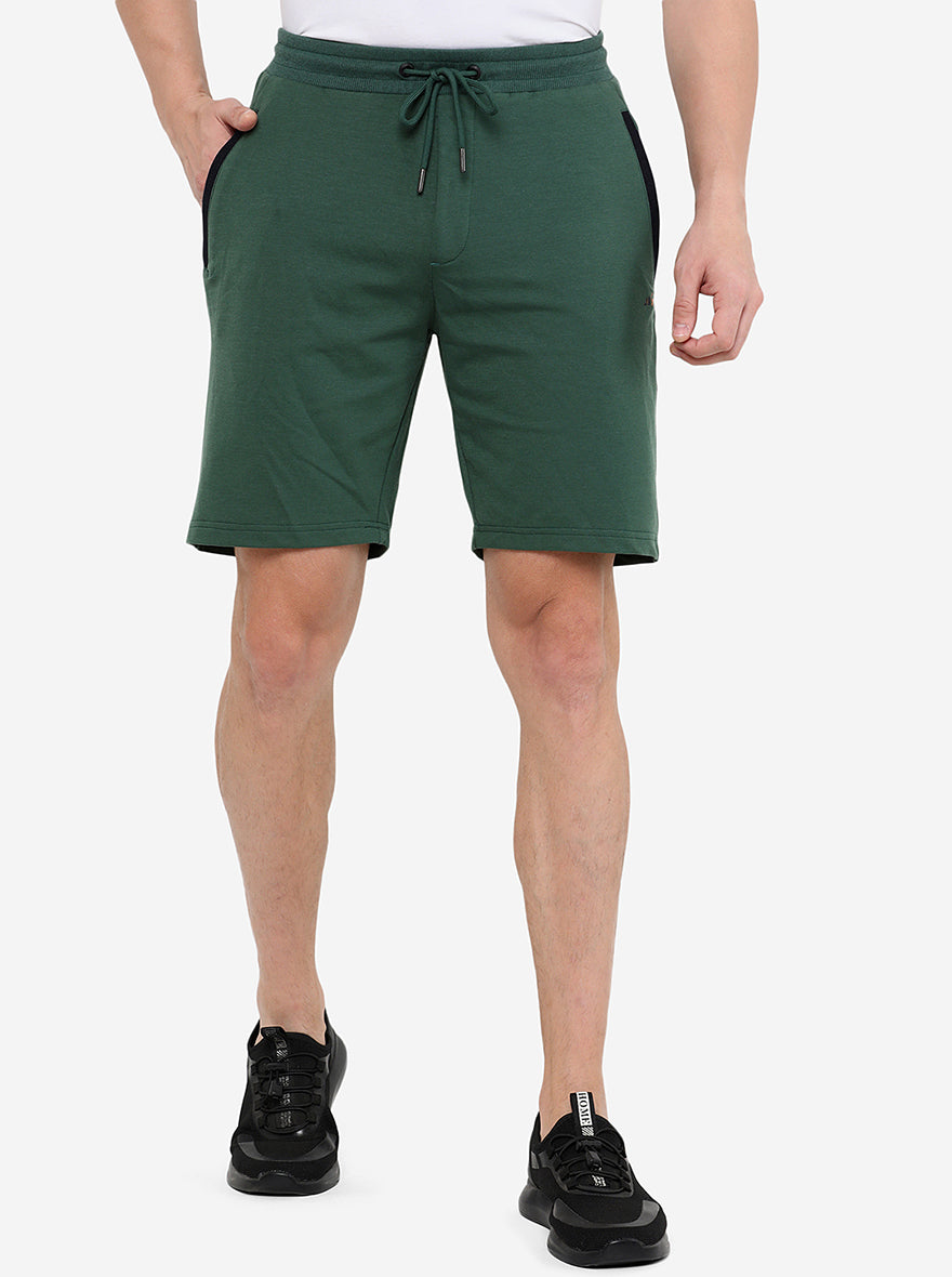 Green Solid Regular Fit Shorts | JadeBlue