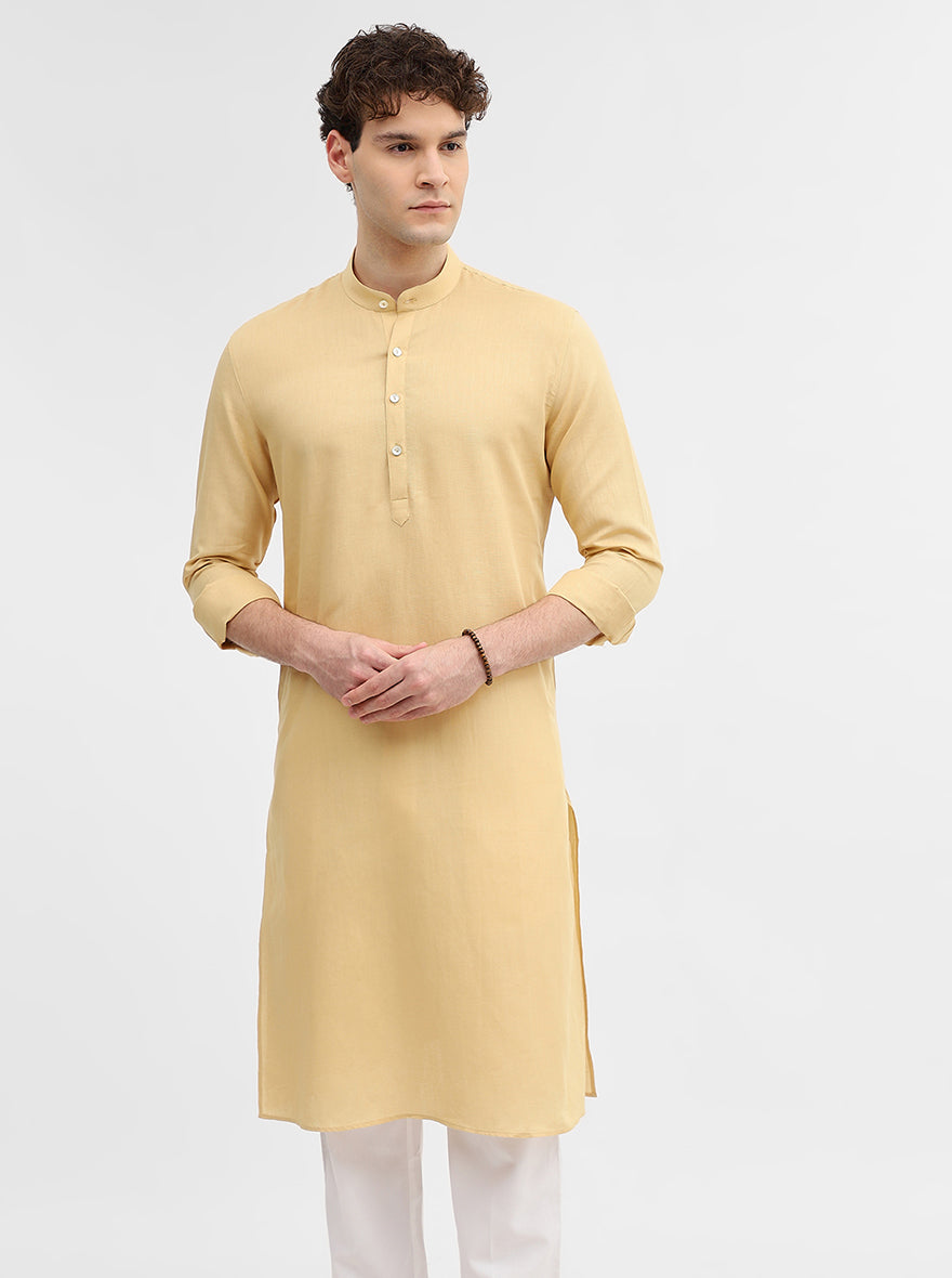 Yellow Solid Modi Kurta | JadeBlue