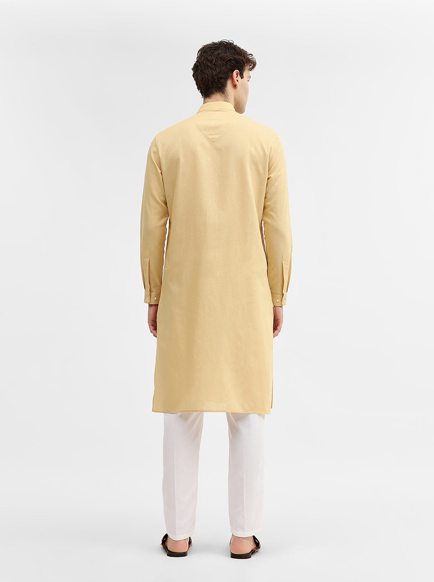 Yellow Solid Modi Kurta | JadeBlue