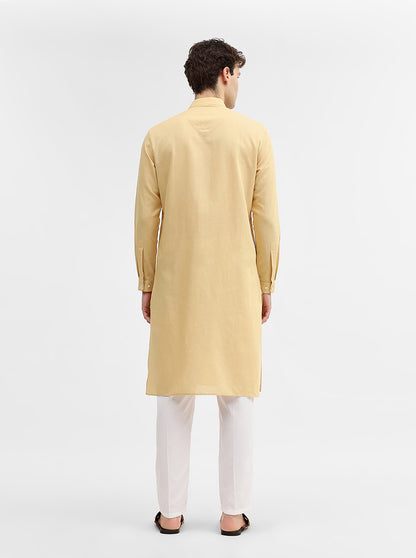 Yellow Solid Modi Kurta | JadeBlue