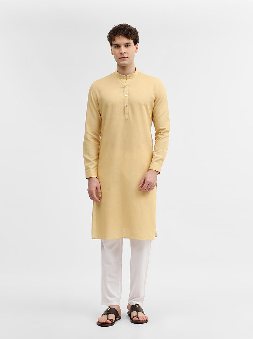 Yellow Solid Modi Kurta | JadeBlue