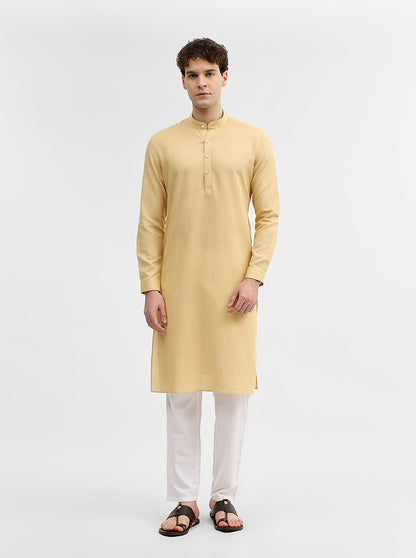 Yellow Solid Modi Kurta | JadeBlue