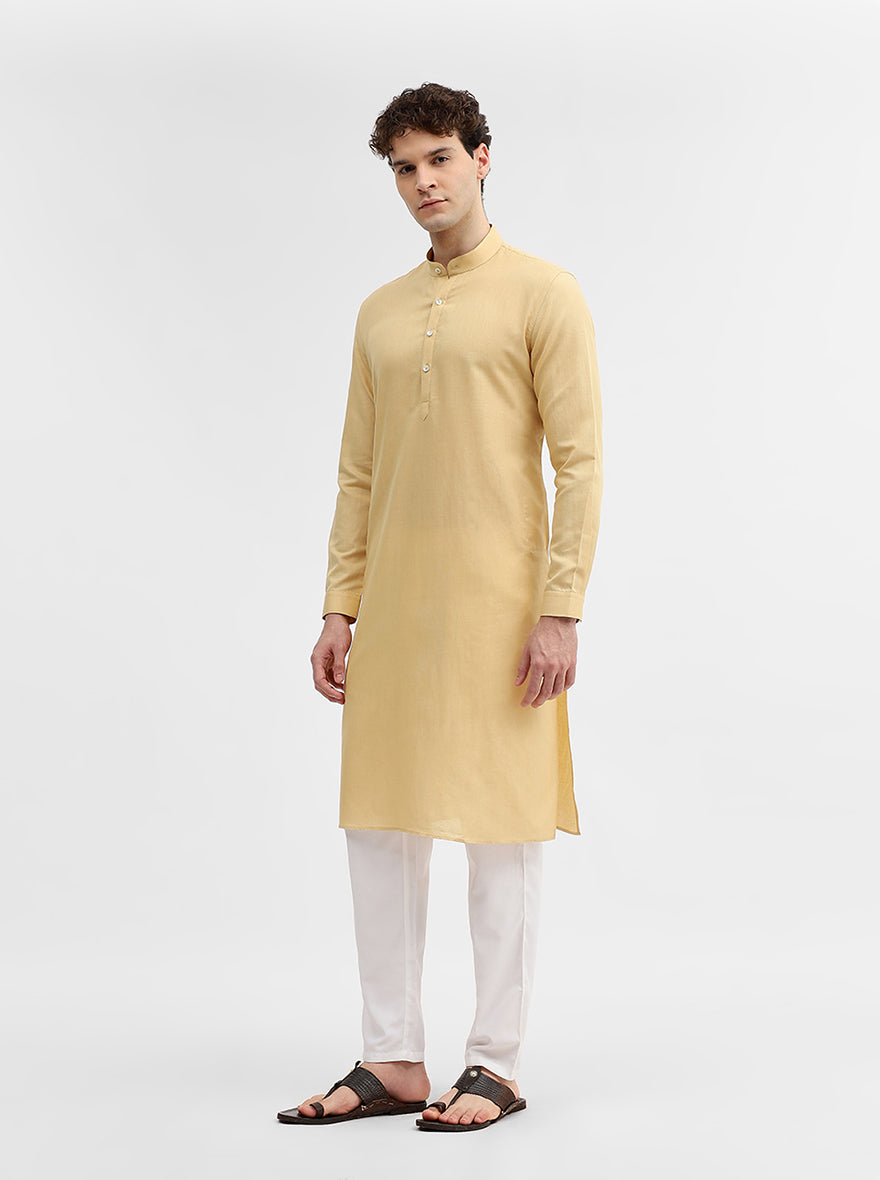 Yellow Solid Modi Kurta | JadeBlue
