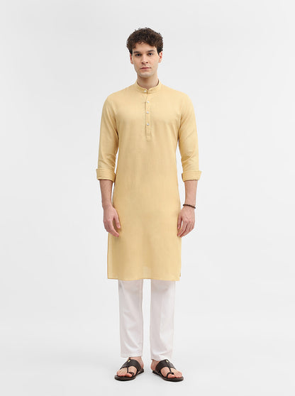 Yellow Solid Modi Kurta | JadeBlue