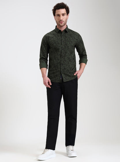 Black Striped Straight Fit Casual Trouser | JadeBlue