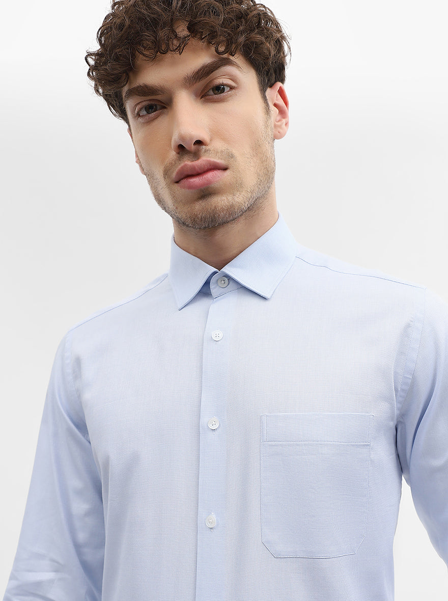 Sky Blue Solid Regular Fit Formal Shirt | JadeBlue