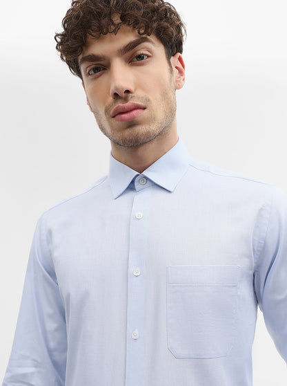 Sky Blue Solid Regular Fit Formal Shirt | JadeBlue